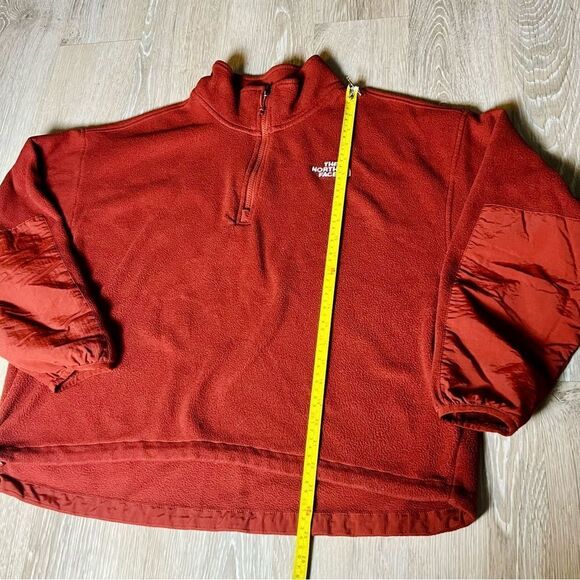 The North Face Brick Rust Red TKA Kataka 1/4 Zip Fleece Drawstring Hoodie XL - Picture 3 of 11